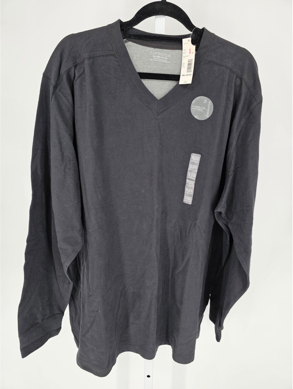 Covington Mens Sz XXL V Neck Sweater Suede Feel Softness Black NEW